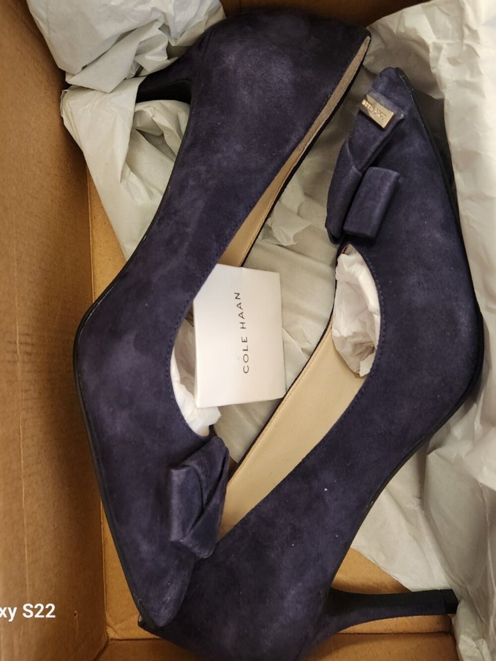 Cole Haan Suede Leather "Ina Pump 75" Marine Blue. NIB. Size 9 - Picture 11 of 12